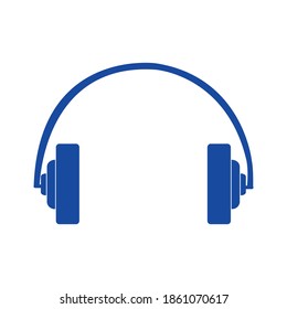 Vector flat blue headphones on white backdrop