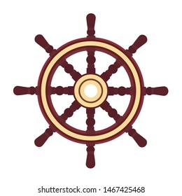 vector flat boat handwheel, ship wheel helm. Sea, ocean symbol