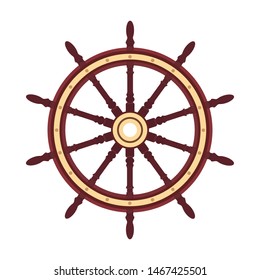 vector flat boat handwheel, ship wheel helm. Sea, ocean symbol
