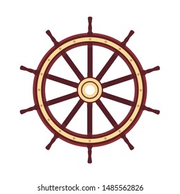 vector flat boat handwheel, ship wheel helm