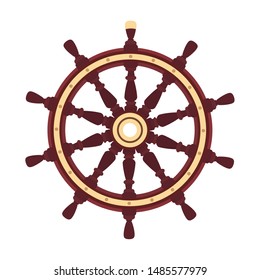 vector flat boat handwheel, ship wheel helm