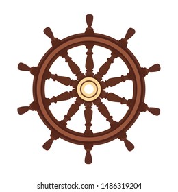 vector flat boat handwheel, ship wheel helm