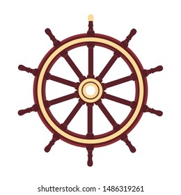 vector flat boat handwheel, ship wheel helm