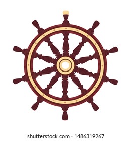 vector flat boat handwheel, ship wheel helm
