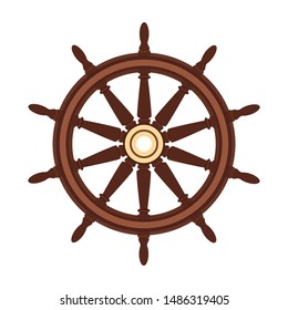 vector flat boat handwheel, ship wheel helm