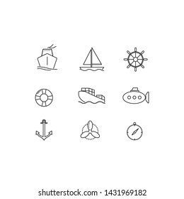 vector flat boat and ship icons.