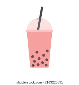 Vector flat boba bubble tea isolated on white background