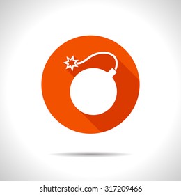 Vector flat bomb icon on color circle 