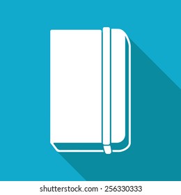 Vector flat book icon isolated on blue background. Eps10