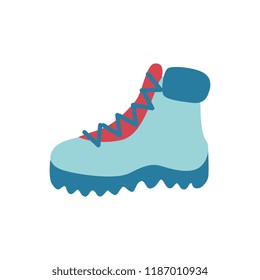 Vector flat boots icon. Hiking, casual walking travelling shoes for cold weather season - winter or autumn. Male, female footwear for active leisure, outdoor sport activity
