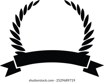 vector flat border of circular leaves with black ribbon