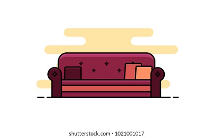 Vector flat bordo sofa or couch