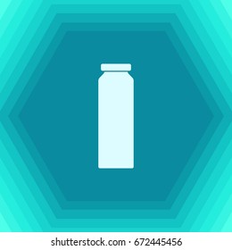 Vector flat bottle with juice template on hexagonal background 