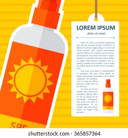 Vector flat bottles with solar protection. eps10