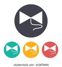 Vector flat bow on string icon with set of 3 colors 