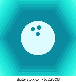 Vector flat bowling ball icon on hexagonal background 