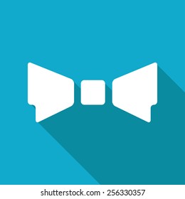 Vector flat bow-tie icon isolated on blue background. Eps10