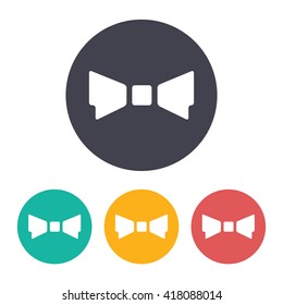 Vector flat bow-tie icon with set of 3 colors 