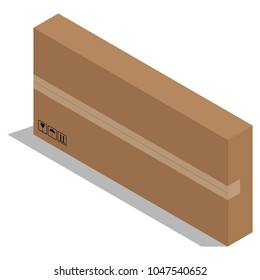 Vector  of a flat box. Cardboard box. Flat cardboard box for packing. Packaging.