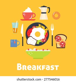 Vector flat breakfast food background