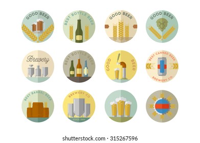 Vector flat brewery badges.