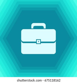 Vector flat briefcase icon on hexagonal background. Business collection 