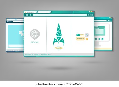 vector flat browser design with responsive website template