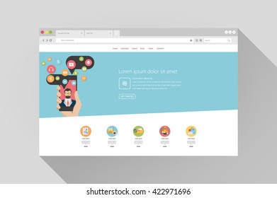 vector flat browser design with responsive website template