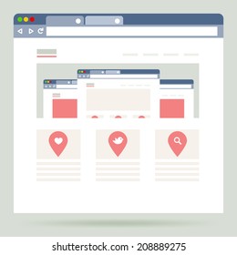 Vector flat browser design. Browser template.