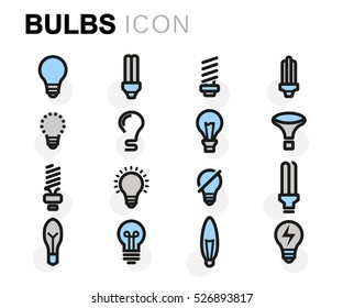 Vector flat bulbs icons set on white background