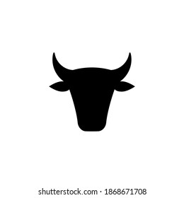 Vector flat bull head silhouette icon isolated on white background
