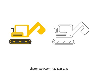 Vector flat bulldozer cartoon for print or t shirt concept design illustration 