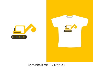 Vector flat bulldozer cartoon for print or t shirt concept design illustration 