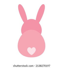 Vector flat bunny rabbit back isolated on white background