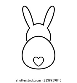 Vector flat bunny rabbit back isolated on white background