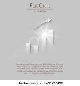 Vector flat business chart abstract silver background with flares