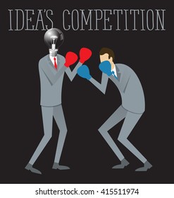 Vector flat business concept competition. Two boxing business mans