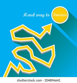 vector flat Business graph and chart on blue background.vector golden grow up arrow.