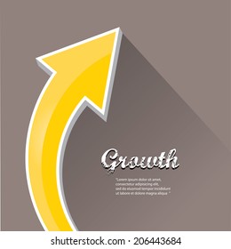 Vector Flat Business Graph And Chart On Grey Background.vector Golden Grow Up Arrow.