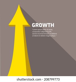 vector flat Business graph and chart on grey background.vector golden grow up arrow.