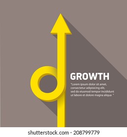 vector flat Business graph and chart on grey background.vector golden grow up arrow.
