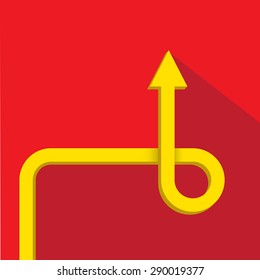 vector flat Business graph and chart on red background.vector golden grow up arrow