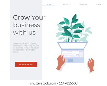 Vector flat business growth and success illustration for banner or landing page