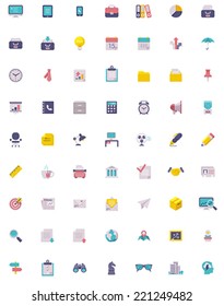 Vector Flat business and office icon set