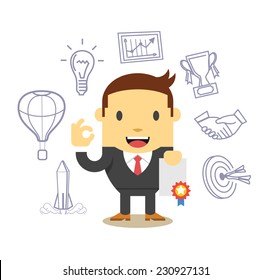 Vector flat businessman. Icon set