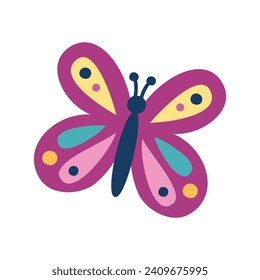 vector flat butterflies illustration on white background.