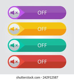 Vector flat buttons sound off