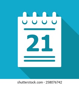 Vector flat calendar icon isolated on blue background. Eps10 