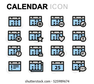 Vector flat calendar icons set on white background