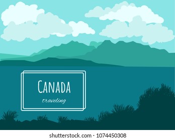 Vector  flat canadian landscape - parallax effect